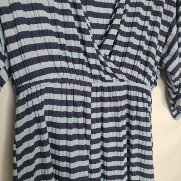Urban Outfitters Knit Deep V Striped Blue Romper - Picture 9 of 13